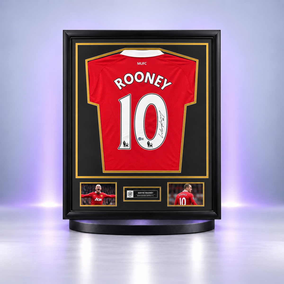 Jersey firmado de Wayne Rooney enmarcado, con marco y paspartú